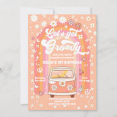 Groovy Retro 1e Verjaardagsuitnodiging Kaart (Voorkant)