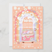 Groovy Retro 2e verjaardagsuitnodiging Kaart (Voorkant)