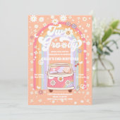 Groovy Retro 2nd Birthday Invitation Kaart (Staand voorkant)