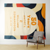 Groovy Retro 50e bruiloft Jubileum achtergrond Wandkleed (In Situ (horizontaal))