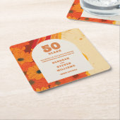 Groovy Retro 50e bruiloft Jubileum Kartonnen Onderzetters (Schuin)