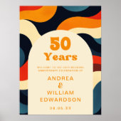 Groovy Retro 50e bruiloft Jubileum Welkomstbord Poster (Voorkant)