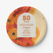 Groovy Retro 50e huwelijksjubileum welkomstbord Papieren Bordje (Voorkant)