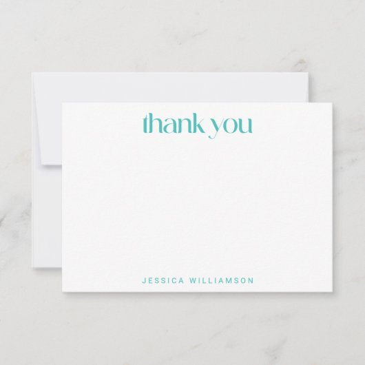 Groovy Retro 50s Flowers Turquoise Bat Mitzvah Bedankkaart (Voorkant)