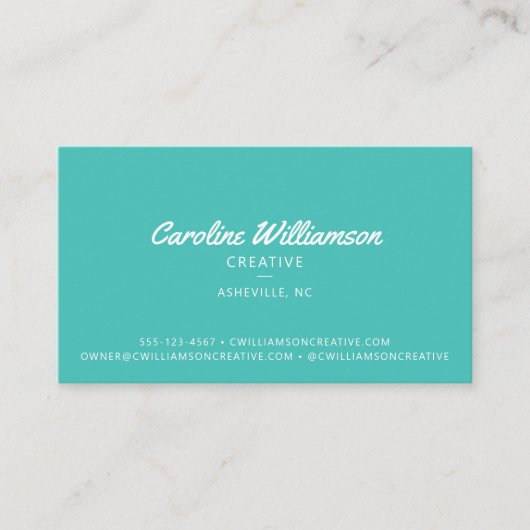 Groovy Retro 50s Kitsch Turquoise Blue Flowers Visitekaartje (Voorkant)