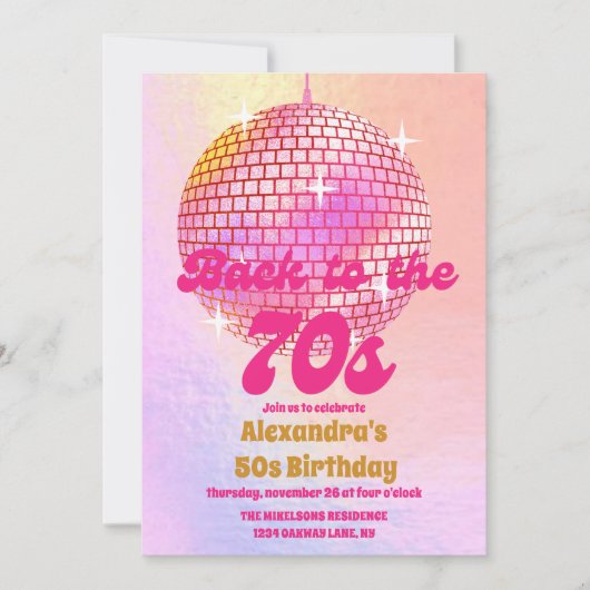 Groovy Retro 50th Let's Disco Verjaardagsfeest Kaart (Voorkant)