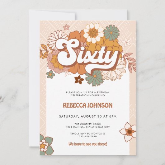 Groovy Retro 60e verjaardagsfeestje Kaart (Voorkant)