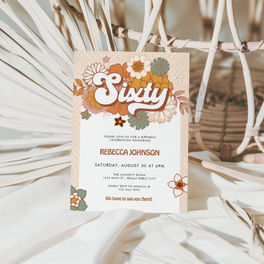 Groovy Retro 60e verjaardagsfeestje Kaart