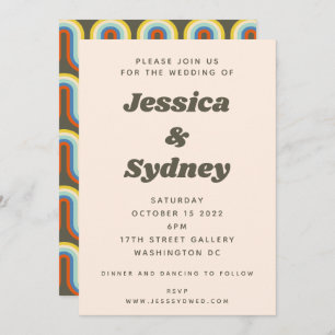 Groovy Retro 60s 70s Aesthetisch Olijf Groen Weddi Kaart