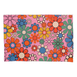 Groovy Retro 60s 70s Bloemen Bloemenpatroon Kussensloop