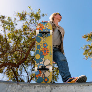 Groovy Retro 60s 70s Bloemen gepersonaliseerd Persoonlijk Skateboard