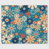 Groovy Retro 60s 70s Bloemenpatroon Cadeaupapier (Vlak)