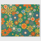 Groovy Retro 60s 70s Hippie Bloemenpatroon Cadeaupapier (Vlak)