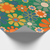 Groovy Retro 60s 70s Hippie Bloemenpatroon Cadeaupapier (Hoek)