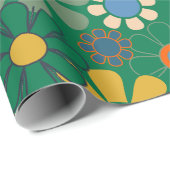Groovy Retro 60s 70s Hippie Bloemenpatroon Cadeaupapier (Rol Hoek)