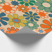 Groovy Retro 60s 70s Hippie  Bloemenpatroon Cadeaupapier (Hoek)
