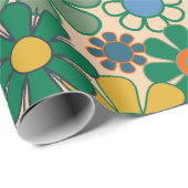 Groovy Retro 60s 70s Hippie  Bloemenpatroon Cadeaupapier (Rol Hoek)