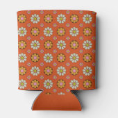 Groovy Retro 60s Bloemen Oranje Roze Bruiloft Fees Blikjeskoeler (Achterkant)