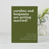 Groovy Retro 60s Flowers Dark Green Boho Wedding Kaart (Staand voorkant)