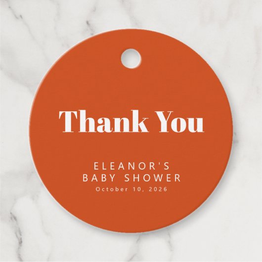 Groovy Retro 60s Flowers Oranje Baby shower Aangep Bedankjes Labels (Voorkant)