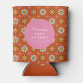 Groovy Retro 60s Flowers Oranje Roze Baby shower Blikjeskoeler (Voorkant)