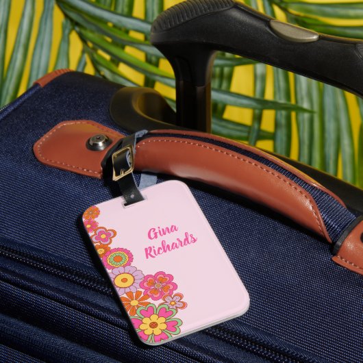 Groovy Retro 60s Hippie Bagagelabel (Voorkant Insitu 1)