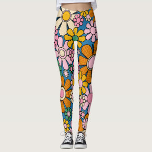 Groovy Retro 60s Hippie Flowers Vrolijke Vintage Leggings