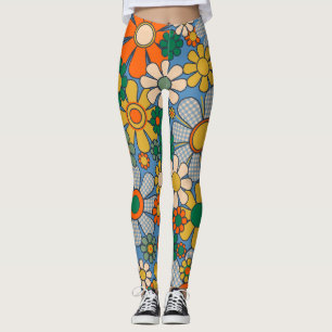 Groovy Retro 60s Hippie Flowers Vrolijke Vintage Leggings