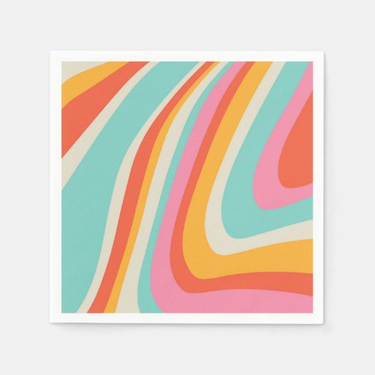 Groovy Retro 60s Wavy Lines Servet (Voorkant)