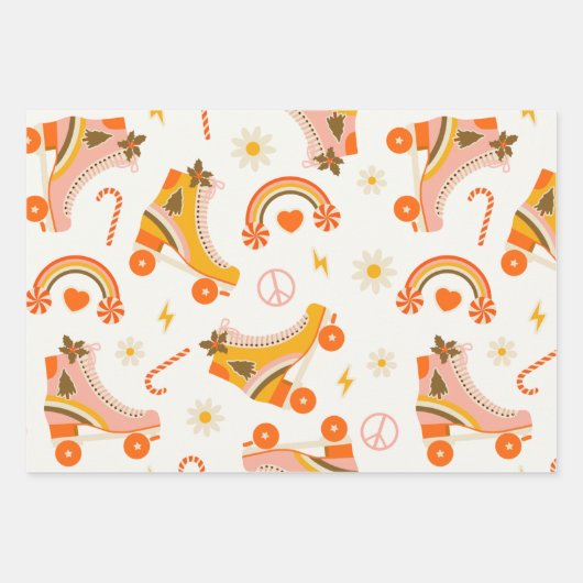 Groovy Retro 70 kerst Inpakpapier Vel (Voorkant)