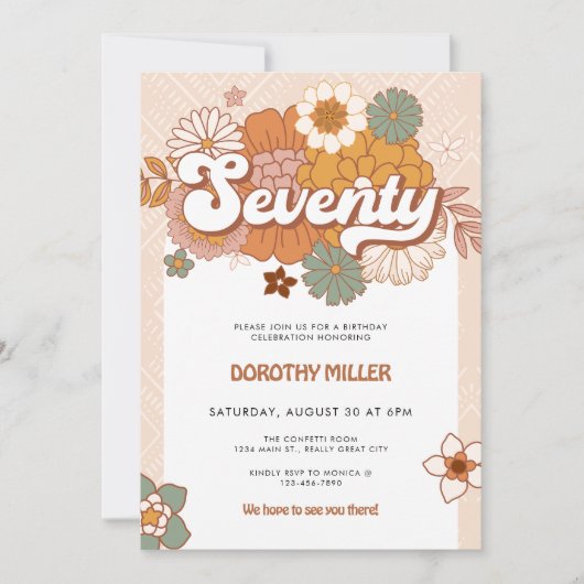 Groovy Retro 70e verjaardagsfeestje Kaart (Voorkant)