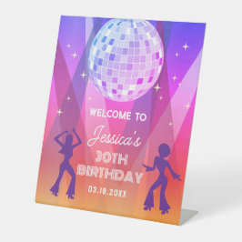 Groovy Retro 70s 80s Disco 30e verjaardag welkom Reclamebord Met Voetstuk