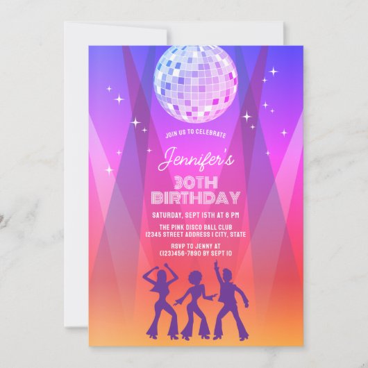 Groovy Retro 70s 80s Disco 30th Birthday Party Kaart (Voorkant)