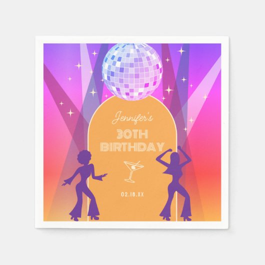 Groovy Retro 70s 80s Disco 30th Birthday Party Servet (Voorkant)