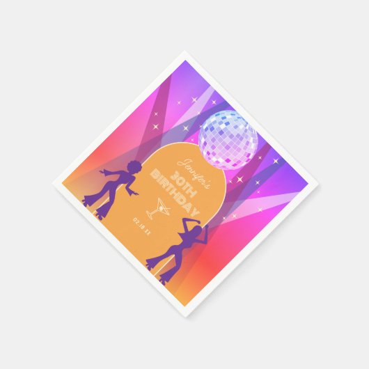 Groovy Retro 70s 80s Disco 30th Birthday Party Servet (Hoek)