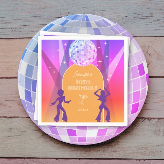 Groovy Retro 70s 80s Disco 30th Birthday Party Servet