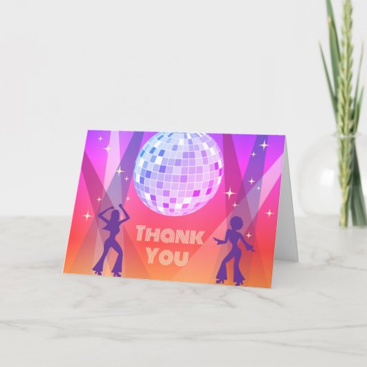 Groovy Retro 70s 80s Disco Dansfeest Bedankkaart (Voorkant)
