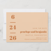 Groovy Retro 70s Aardige Bruine Neutrals Mod Weddi Save The Date (Voorkant)