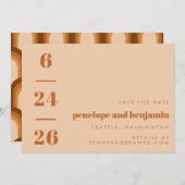 Groovy Retro 70s Aardige Bruine Neutrals Mod Weddi Save The Date (Voorkant / Achterkant)