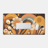Groovy Retro 70s Abstract Bloemen Bureaumat (Keyboard & Muis)