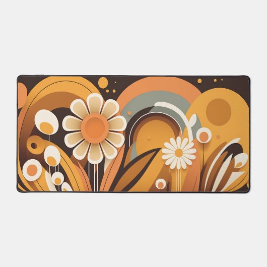 Groovy Retro 70s Abstract Bloemen Bureaumat (Voorkant)