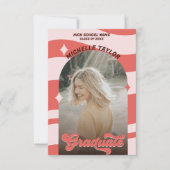 Groovy Retro 70s Afstuderen Roze Rood  Boog Kaart (Voorkant)