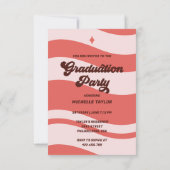 Groovy Retro 70s Afstuderen Roze Rood  Boog Kaart (Achterkant)