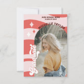 Groovy Retro 70s Afstuderen Roze Rood  Boog Kaart (Voorkant)