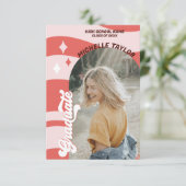 Groovy Retro 70s Afstuderen Roze Rood  Boog Kaart (Staand voorkant)