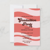 Groovy Retro 70s Afstuderen Roze Rood  Boog Kaart (Achterkant)