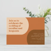 Groovy Retro 70s Arch Shape Tan Terracotta Wedding Kaart (Staand voorkant)