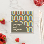 Groovy Retro 70s Art Olive Green Wedding Custom Servet (Insitu)