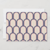 Groovy Retro 70s Beige Navy Blue Simple Save The Date (Achterkant)