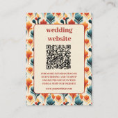 Groovy Retro 70s Bloemen Bruiloft QR code Behuizin Informatiekaartje (Voorkant)